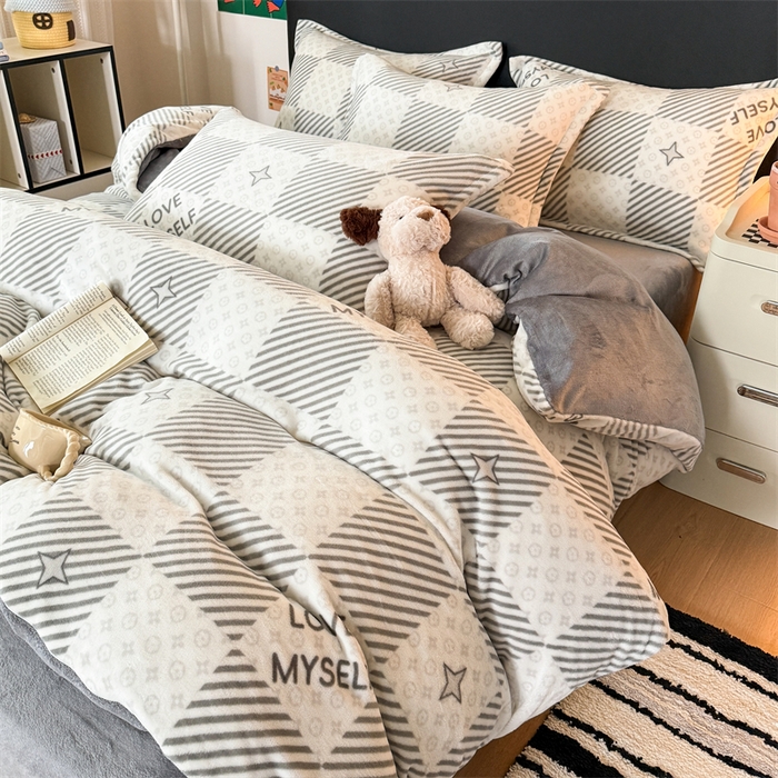 91家纺网 家纺一手货源 找家纺 温眠家纺 2025新款加厚牛奶绒四件套跑量款 竹笙