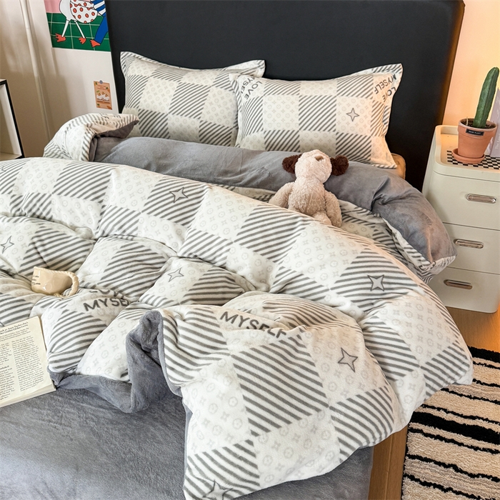 91家纺网 家纺一手货源 找家纺 温眠家纺 2025新款加厚牛奶绒四件套跑量款 竹笙