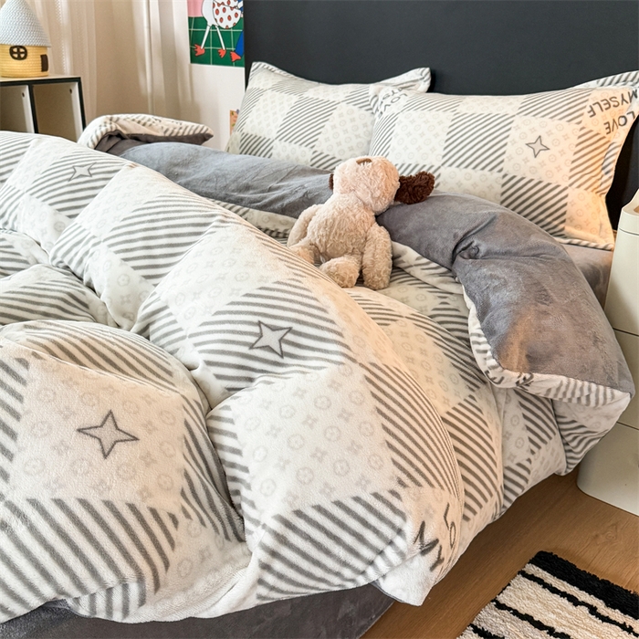 91家纺网 家纺一手货源 找家纺 温眠家纺 2025新款加厚牛奶绒四件套跑量款 竹笙