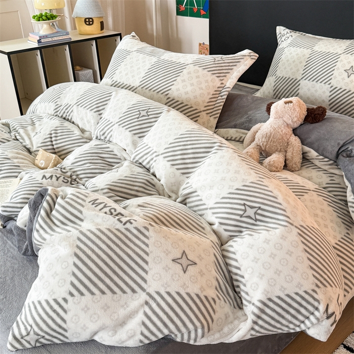 91家纺网 家纺一手货源 找家纺 温眠家纺 2025新款加厚牛奶绒四件套跑量款 竹笙