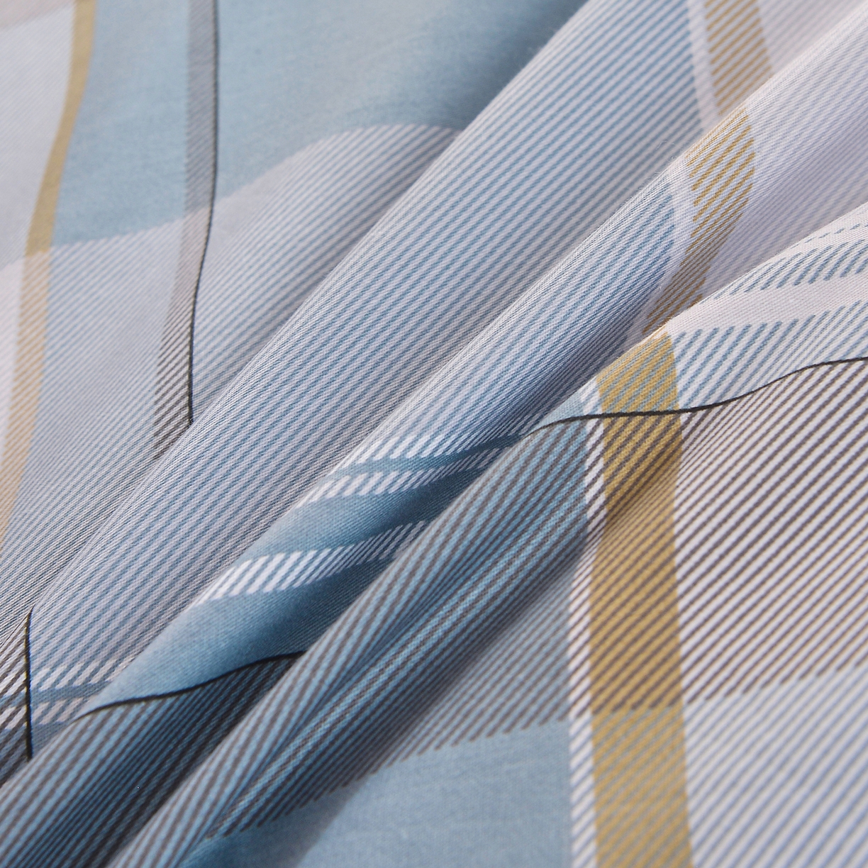 91家纺网 家纺一手货源 找家纺 小雨家纺 2026新款13372宿舍纯棉40支印花三件套 青木时光-蓝