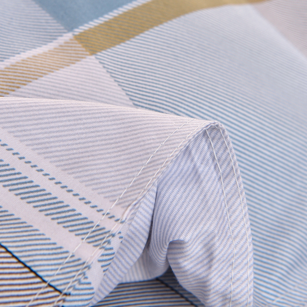 91家纺网 家纺一手货源 找家纺 小雨家纺 2026新款13372宿舍纯棉40支印花三件套 青木时光-蓝