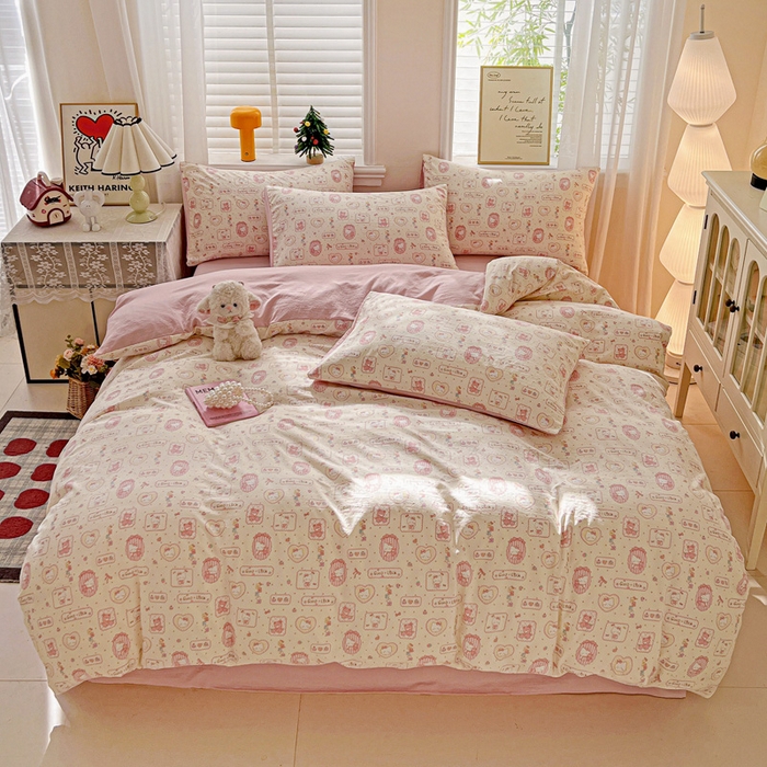 91家纺网 家纺一手货源 找家纺 （总）温眠家纺 2026新款A类古法水洗仿棉云感棉加厚四件套