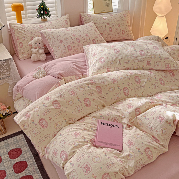 91家纺网 家纺一手货源 找家纺 （总）温眠家纺 2026新款A类古法水洗仿棉云感棉加厚四件套