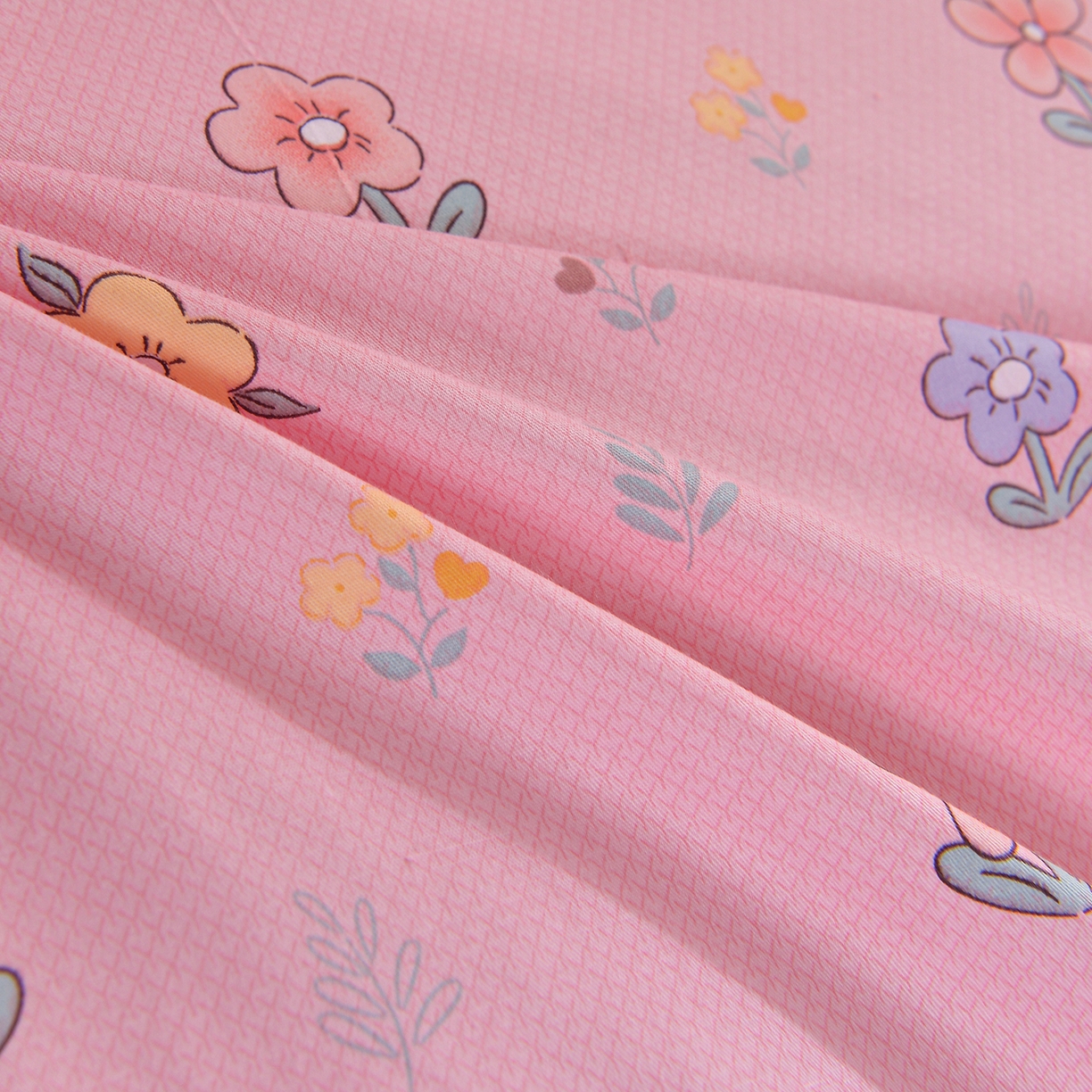 91家纺网 家纺一手货源 找家纺 小雨家纺 2026新款13372宿舍纯棉40支印花三件套 云梦花间-粉