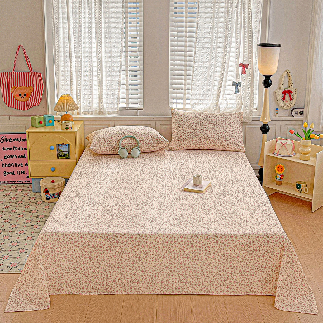 91家纺网 家纺一手货源 找家纺 温眠家纺 2026新款古法水洗棉加厚高克重双层纱单床单床单单件单品床单 云间花述