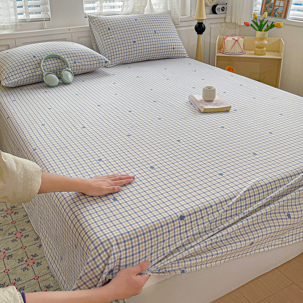 91家纺网 家纺一手货源 找家纺 温眠家纺 2026新款古法水洗棉加厚高克重双层纱单床单床单单件单品床单 挽星入梦