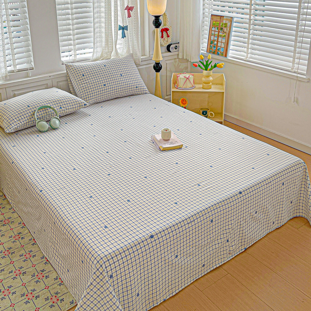 91家纺网 家纺一手货源 找家纺 温眠家纺 2026新款古法水洗棉加厚高克重双层纱单床单床单单件单品床单 挽星入梦