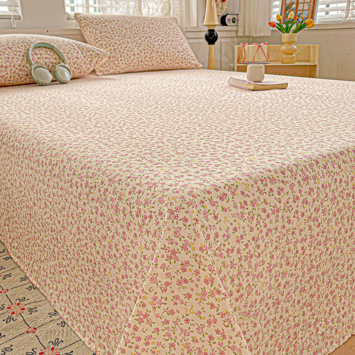 91家纺网 家纺一手货源 找家纺 温眠家纺 2026新款古法水洗棉加厚高克重双层纱单床单床单单件单品床单 云间花述