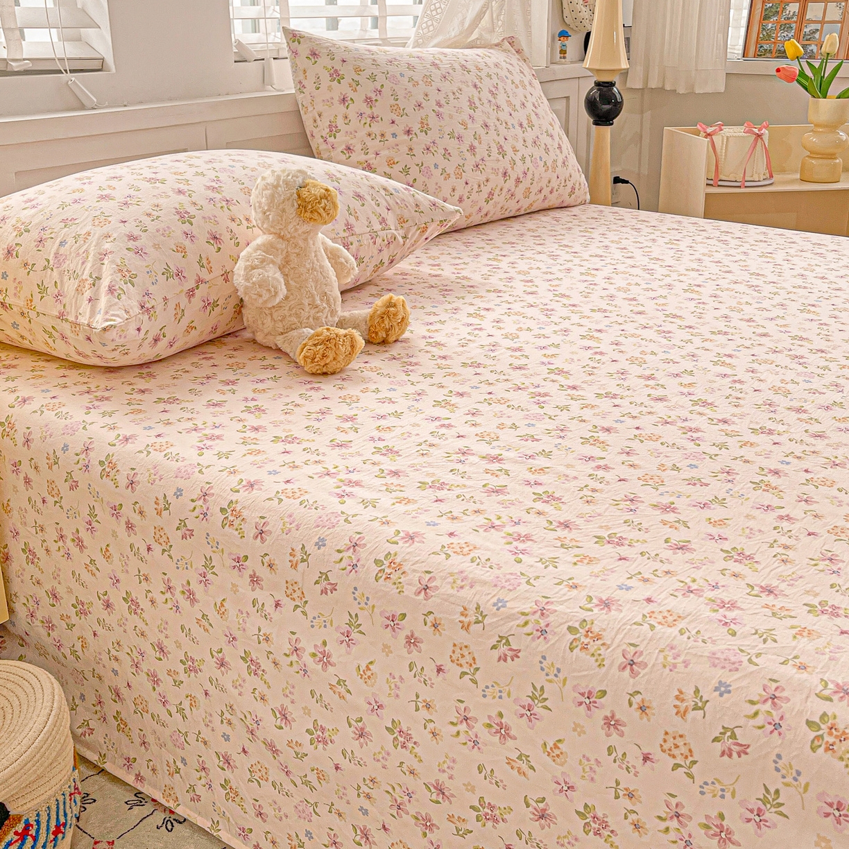 91家纺网 家纺一手货源 找家纺 温眠家纺 2026新款古法水洗棉加厚高克重双层纱单床单床单单件单品床单 紫菀