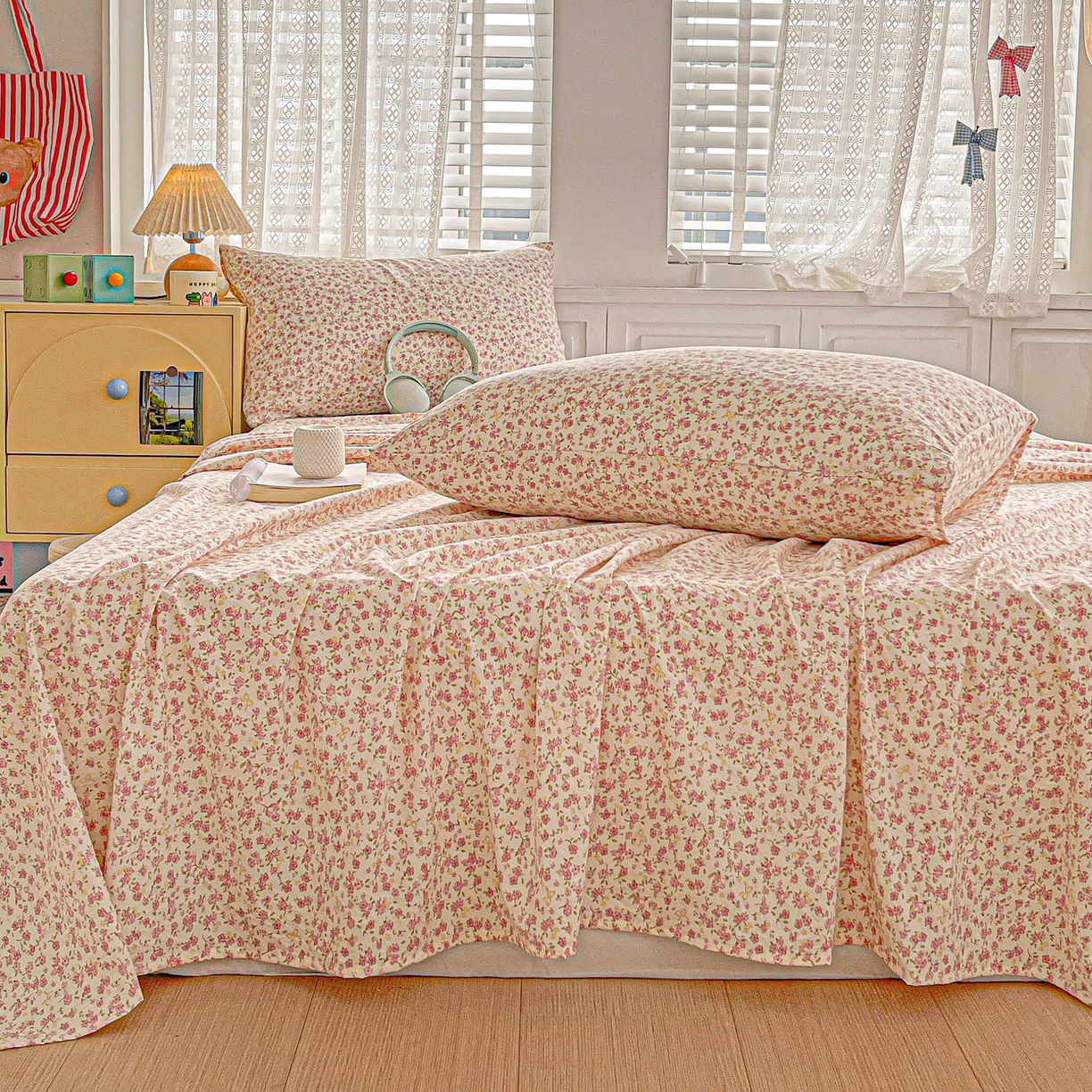 91家纺网 家纺一手货源 找家纺 温眠家纺 2026新款古法水洗棉加厚高克重双层纱单床单床单单件单品床单 云间花述