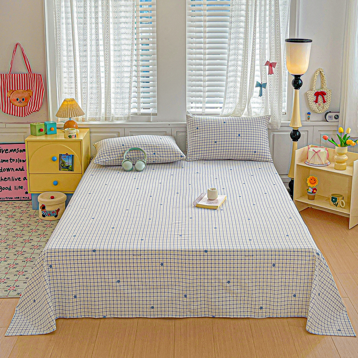 91家纺网 家纺一手货源 找家纺 温眠家纺 2026新款古法水洗棉加厚高克重双层纱单床单床单单件单品床单 挽星入梦