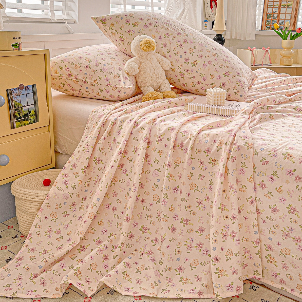 91家纺网 家纺一手货源 找家纺 温眠家纺 2026新款古法水洗棉加厚高克重双层纱单床单床单单件单品床单 紫菀