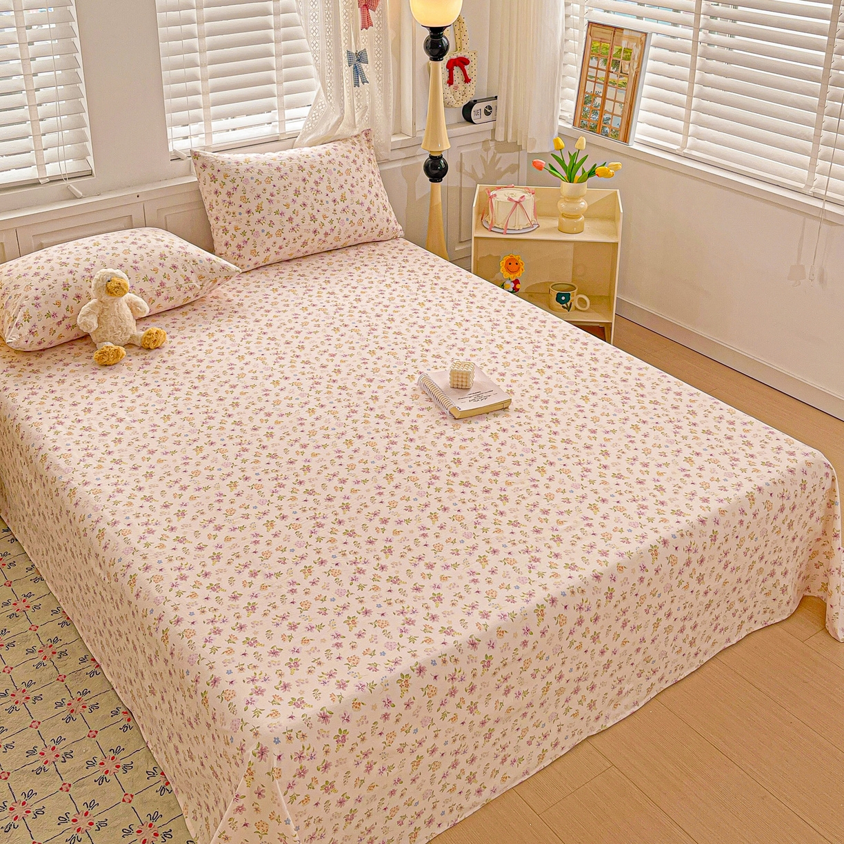 91家纺网 家纺一手货源 找家纺 温眠家纺 2026新款古法水洗棉加厚高克重双层纱单床单床单单件单品床单 紫菀