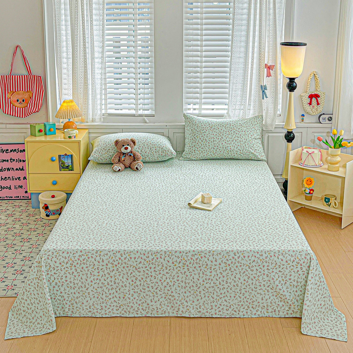 91家纺网 家纺一手货源 找家纺 温眠家纺 2026新款古法水洗棉加厚高克重双层纱单床单床单单件单品床单 绮梦花间