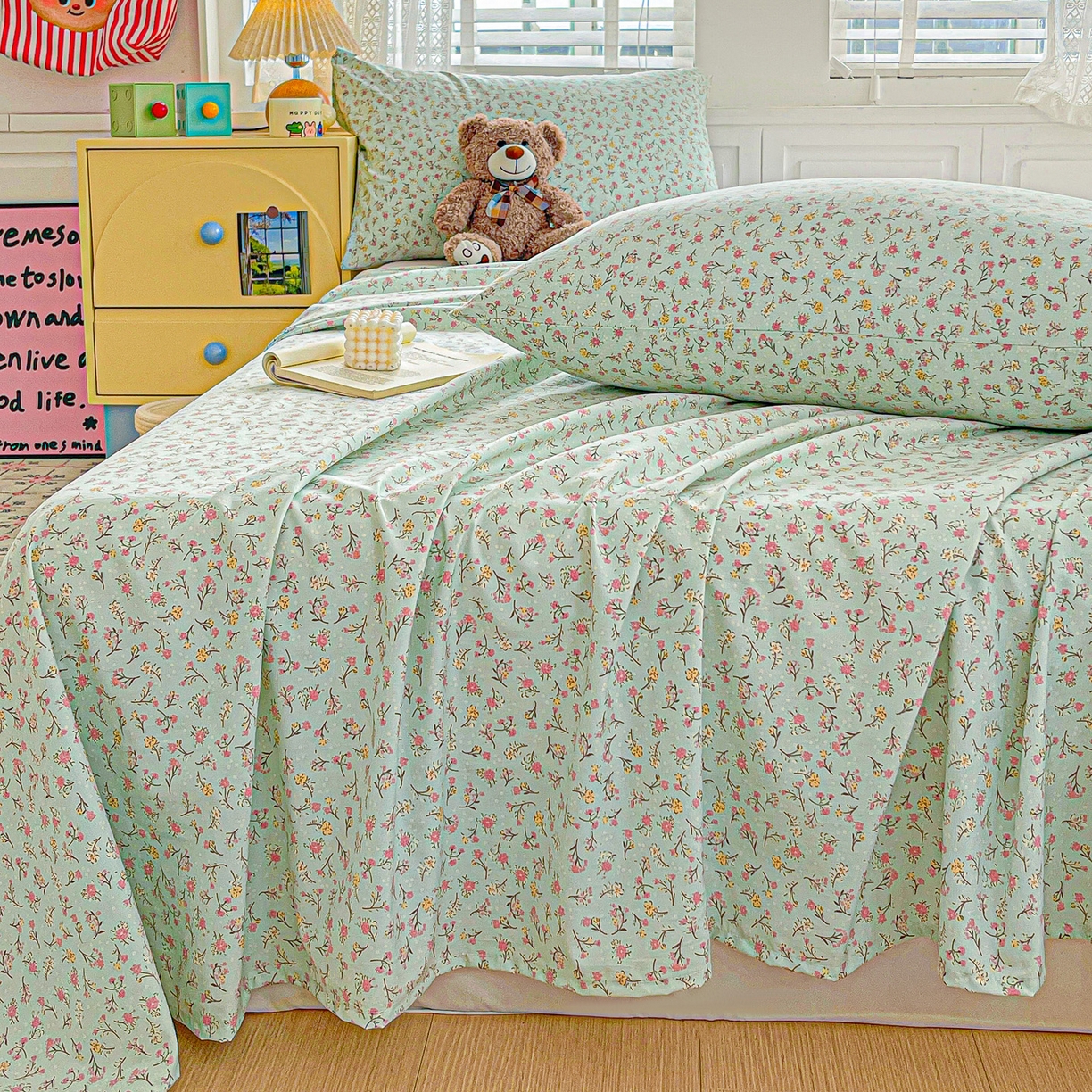 91家纺网 家纺一手货源 找家纺 温眠家纺 2026新款古法水洗棉加厚高克重双层纱单床单床单单件单品床单 绮梦花间