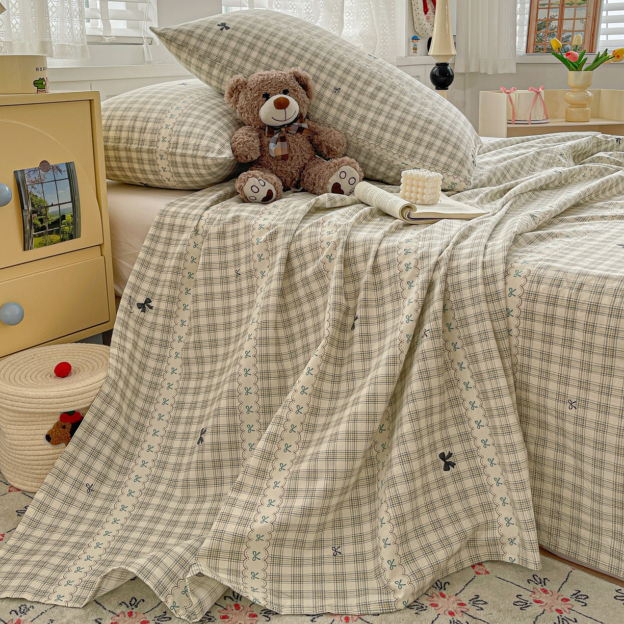 91家纺网 家纺一手货源 找家纺 温眠家纺 2026新款古法水洗棉加厚高克重双层纱单床单床单单件单品床单 织梦