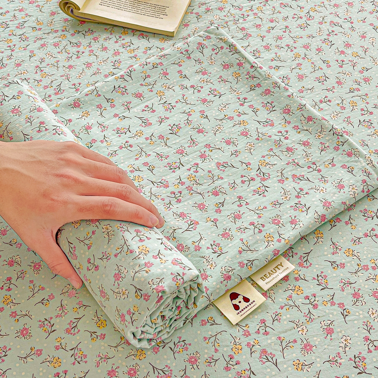 91家纺网 家纺一手货源 找家纺 温眠家纺 2026新款古法水洗棉加厚高克重双层纱单床单床单单件单品床单 绮梦花间