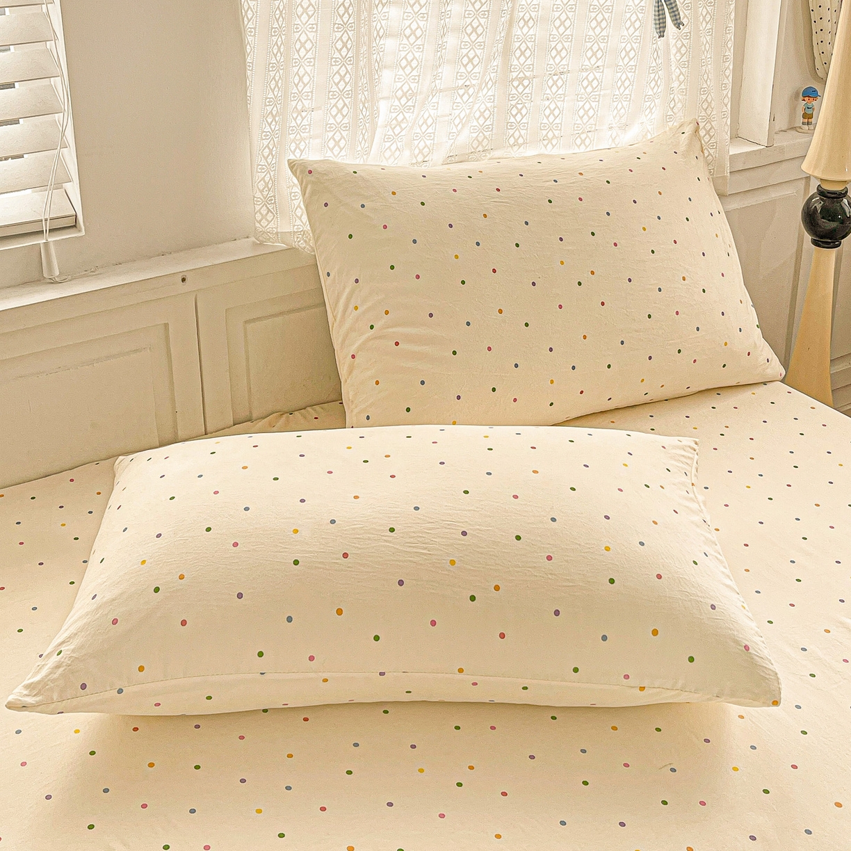 91家纺网 家纺一手货源 找家纺 温眠家纺 2026新款古法水洗棉加厚高克重双层纱单床单床单单件单品床单 彩波波