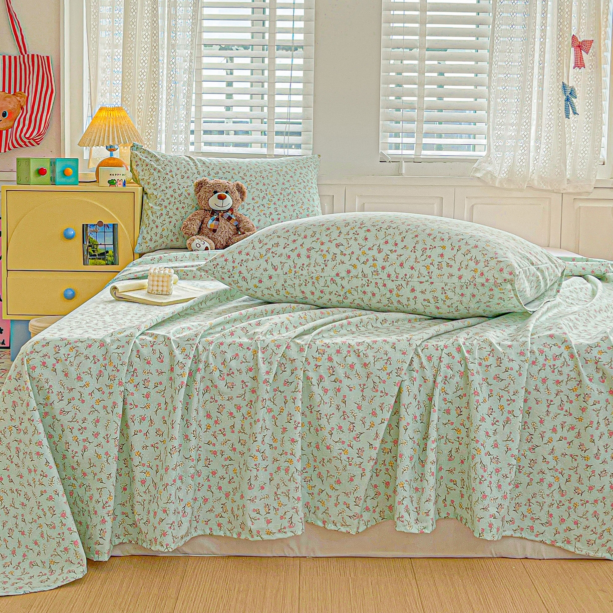 91家纺网 家纺一手货源 找家纺 温眠家纺 2026新款古法水洗棉加厚高克重双层纱单床单床单单件单品床单 绮梦花间