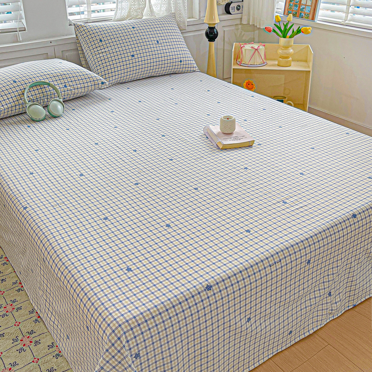 91家纺网 家纺一手货源 找家纺 温眠家纺 2026新款古法水洗棉加厚高克重双层纱单床单床单单件单品床单 挽星入梦