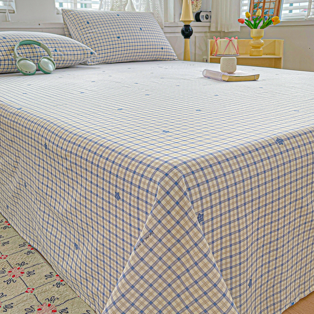 91家纺网 家纺一手货源 找家纺 温眠家纺 2026新款古法水洗棉加厚高克重双层纱单床单床单单件单品床单 挽星入梦