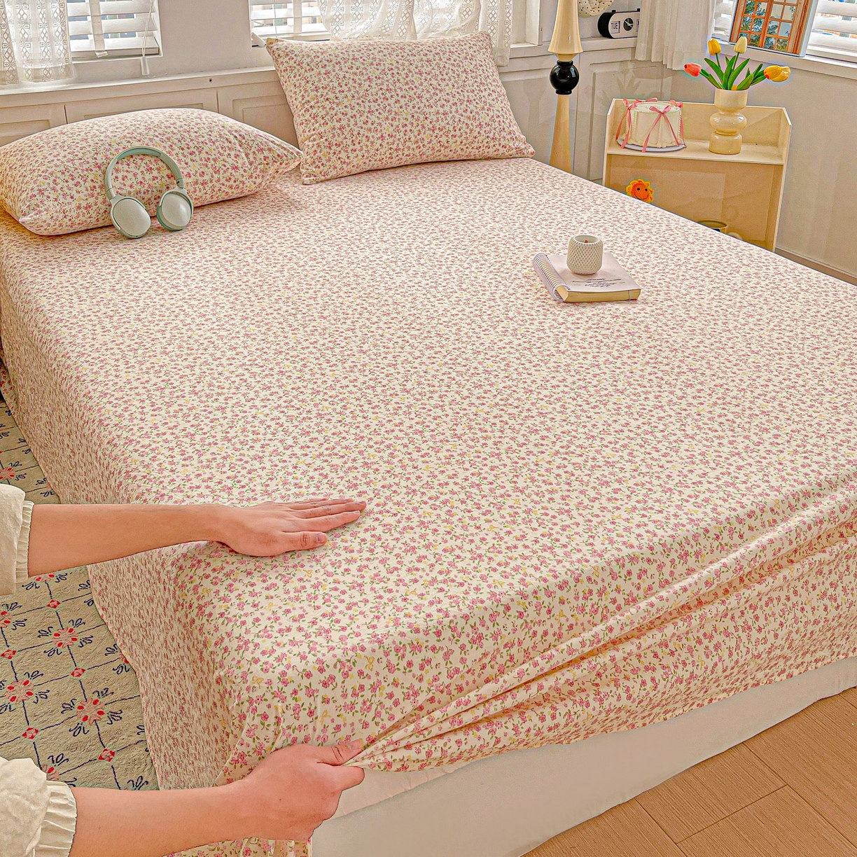 91家纺网 家纺一手货源 找家纺 温眠家纺 2026新款古法水洗棉加厚高克重双层纱单床单床单单件单品床单 云间花述