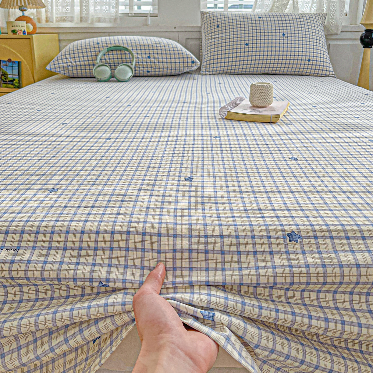 91家纺网 家纺一手货源 找家纺 温眠家纺 2026新款古法水洗棉加厚高克重双层纱单床单床单单件单品床单 挽星入梦