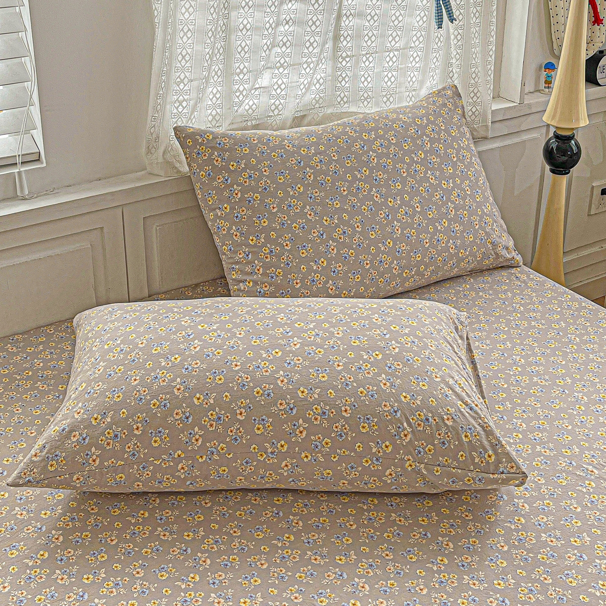 91家纺网 家纺一手货源 找家纺 温眠家纺 2026新款古法水洗棉加厚高克重双层纱单床单床单单件单品床单 扶桑花未落