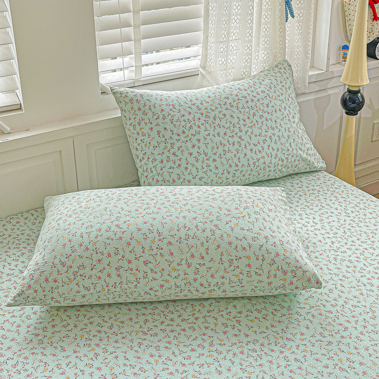 91家纺网 家纺一手货源 找家纺 温眠家纺 2026新款古法水洗棉加厚高克重双层纱单床单床单单件单品床单 绮梦花间