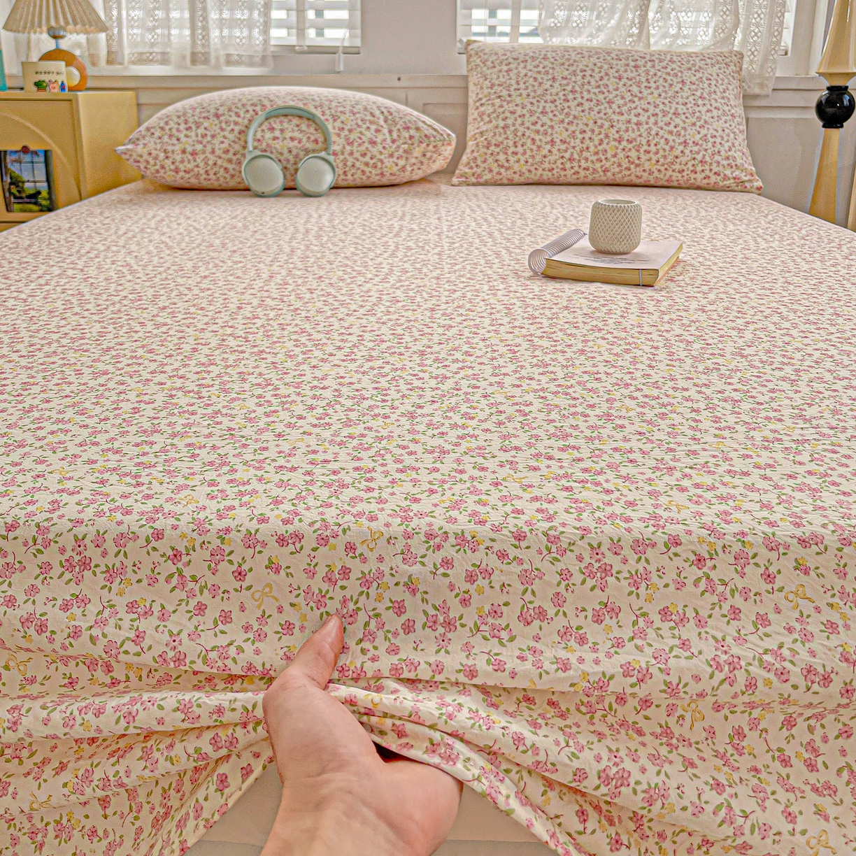 91家纺网 家纺一手货源 找家纺 温眠家纺 2026新款古法水洗棉加厚高克重双层纱单床单床单单件单品床单 云间花述