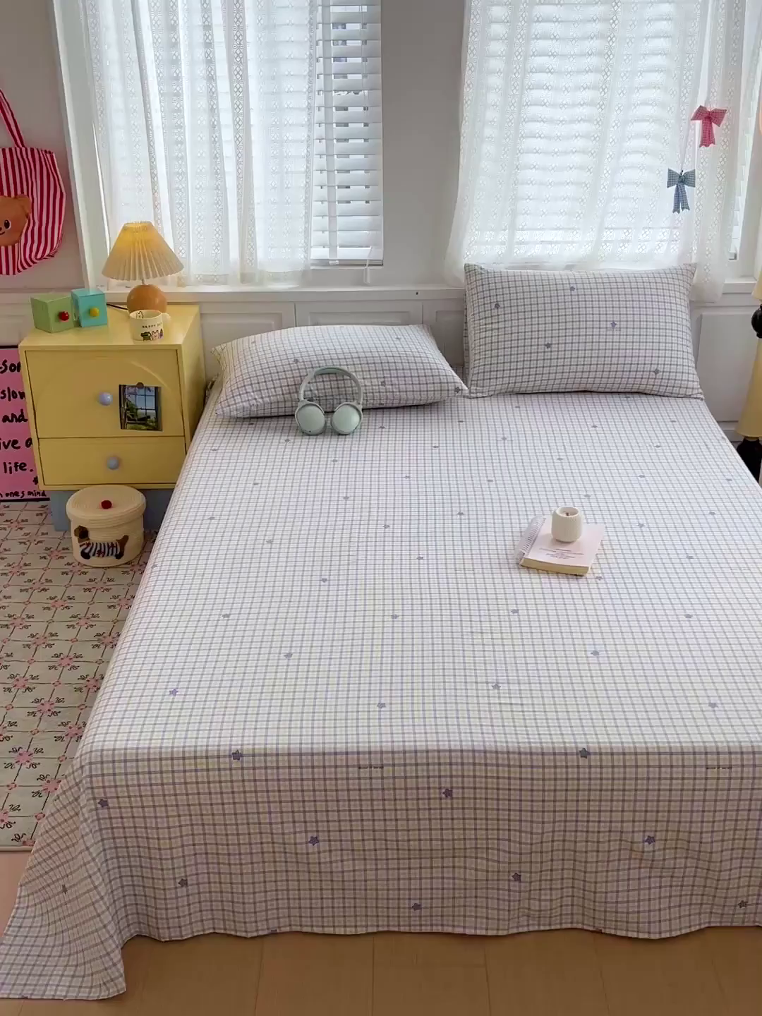 91家纺网 家纺一手货源 找家纺 温眠家纺 2026新款古法水洗棉加厚高克重双层纱单床单床单单件单品床单 挽星入梦