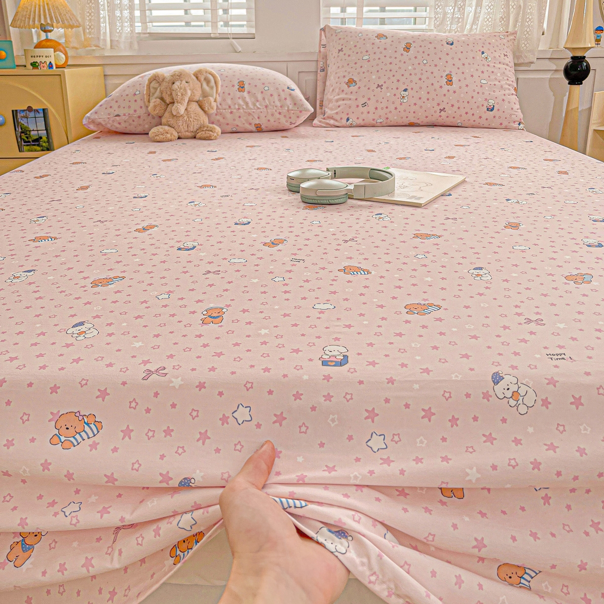 91家纺网 家纺一手货源 找家纺 温眠家纺 2026新款古法水洗棉加厚高克重双层纱单床单床单单件单品床单 汪星人