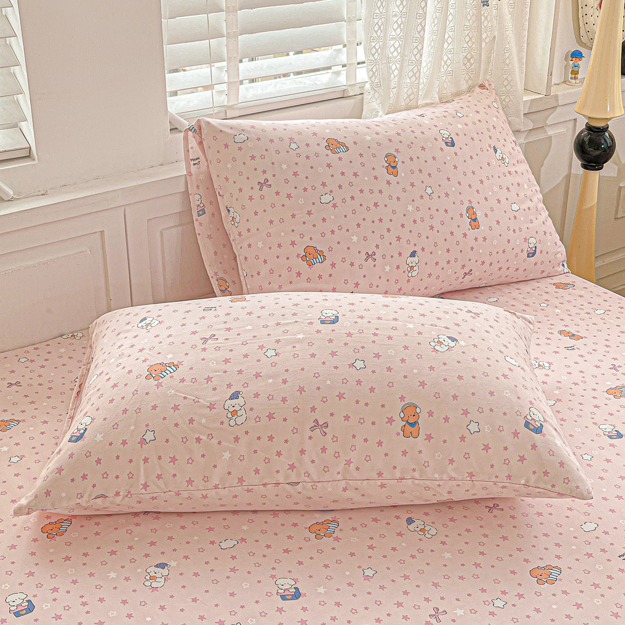 91家纺网 家纺一手货源 找家纺 温眠家纺 2026新款古法水洗棉加厚高克重双层纱单床单床单单件单品床单 汪星人