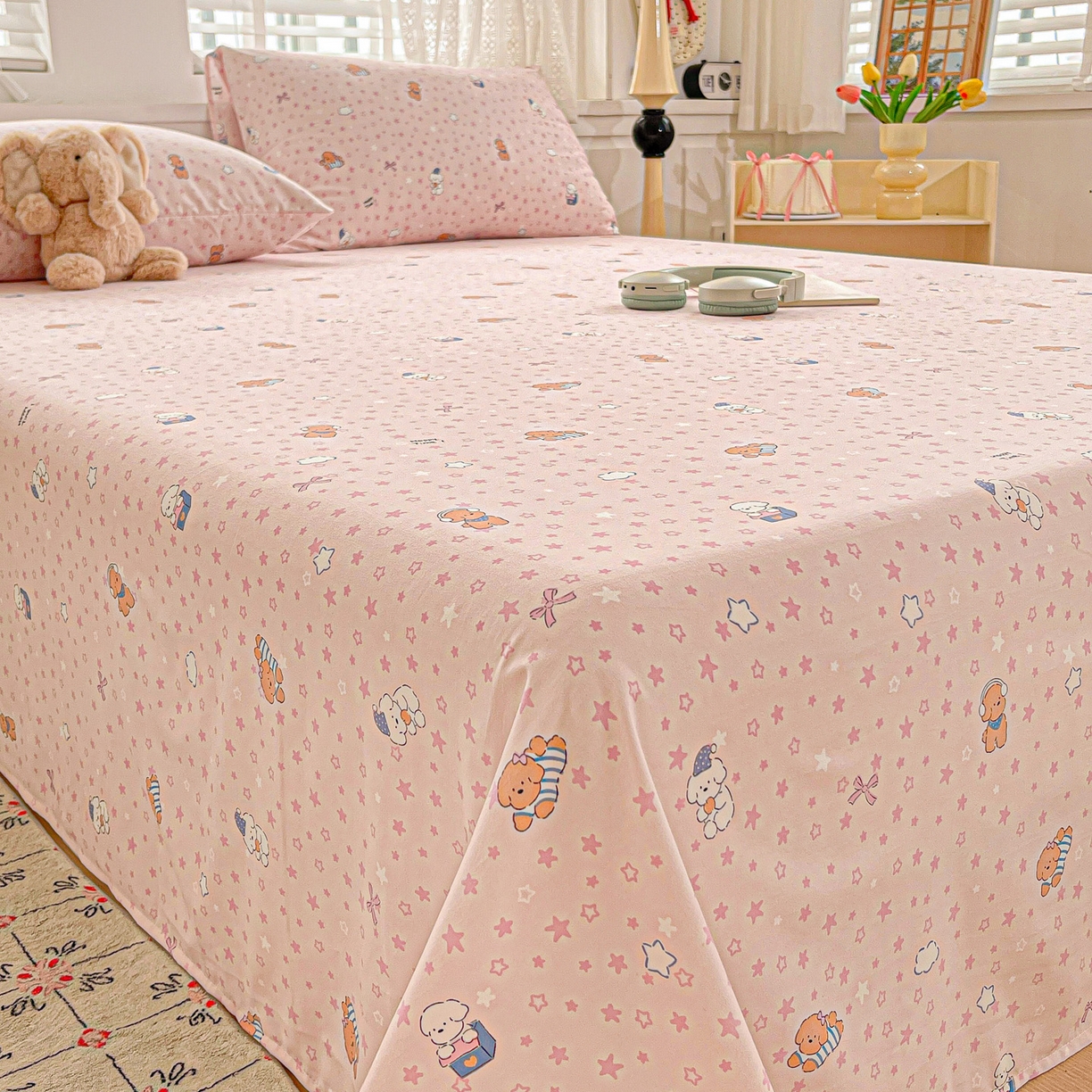 91家纺网 家纺一手货源 找家纺 温眠家纺 2026新款古法水洗棉加厚高克重双层纱单床单床单单件单品床单 汪星人