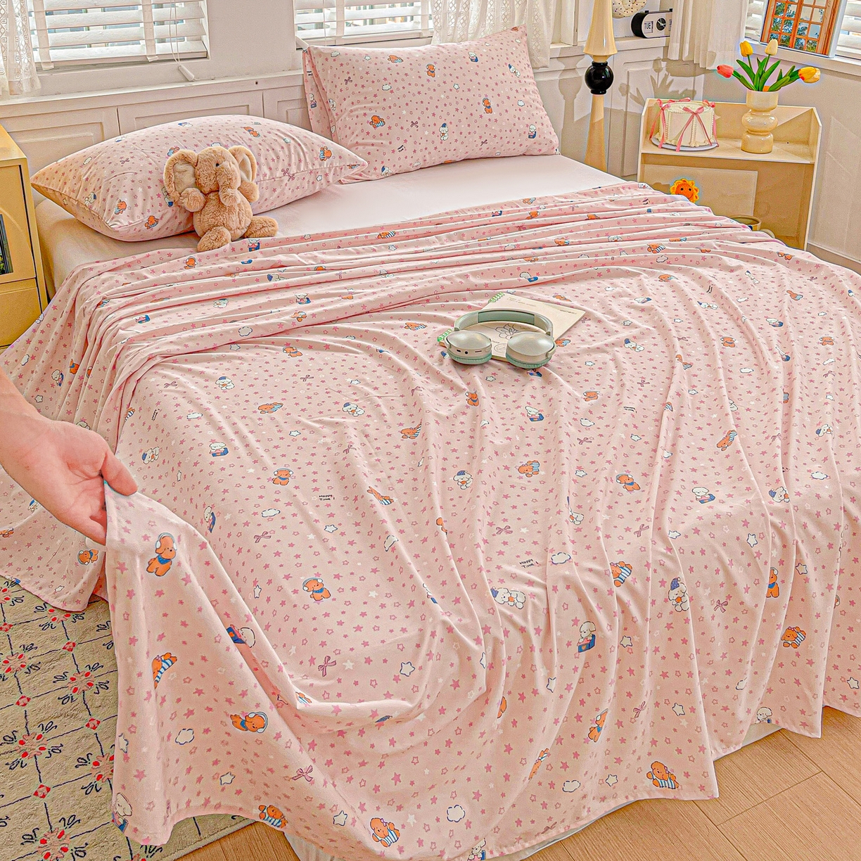 91家纺网 家纺一手货源 找家纺 温眠家纺 2026新款古法水洗棉加厚高克重双层纱单床单床单单件单品床单 汪星人