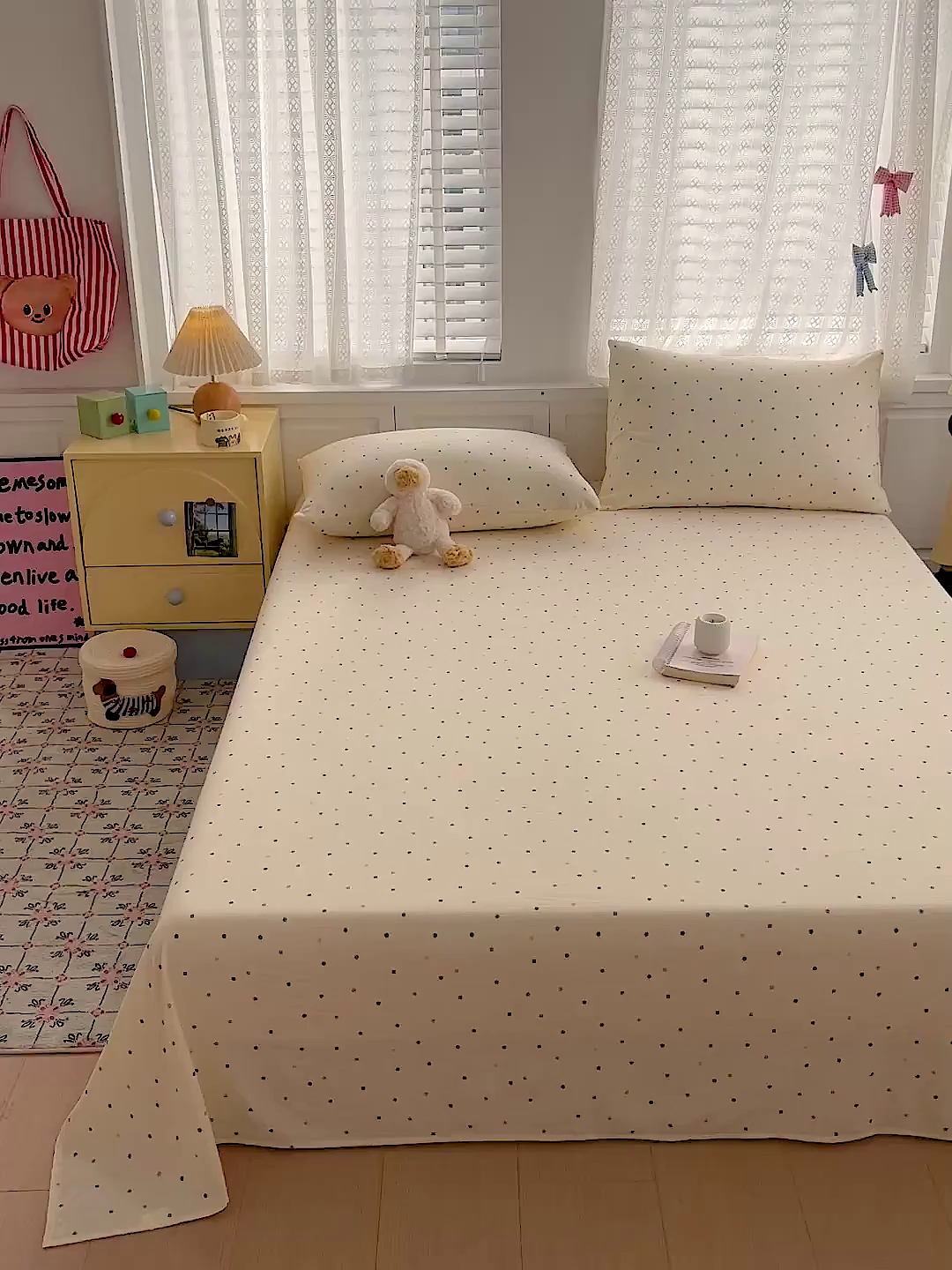 91家纺网 家纺一手货源 找家纺 温眠家纺 2026新款古法水洗棉加厚高克重双层纱单床单床单单件单品床单 彩波波