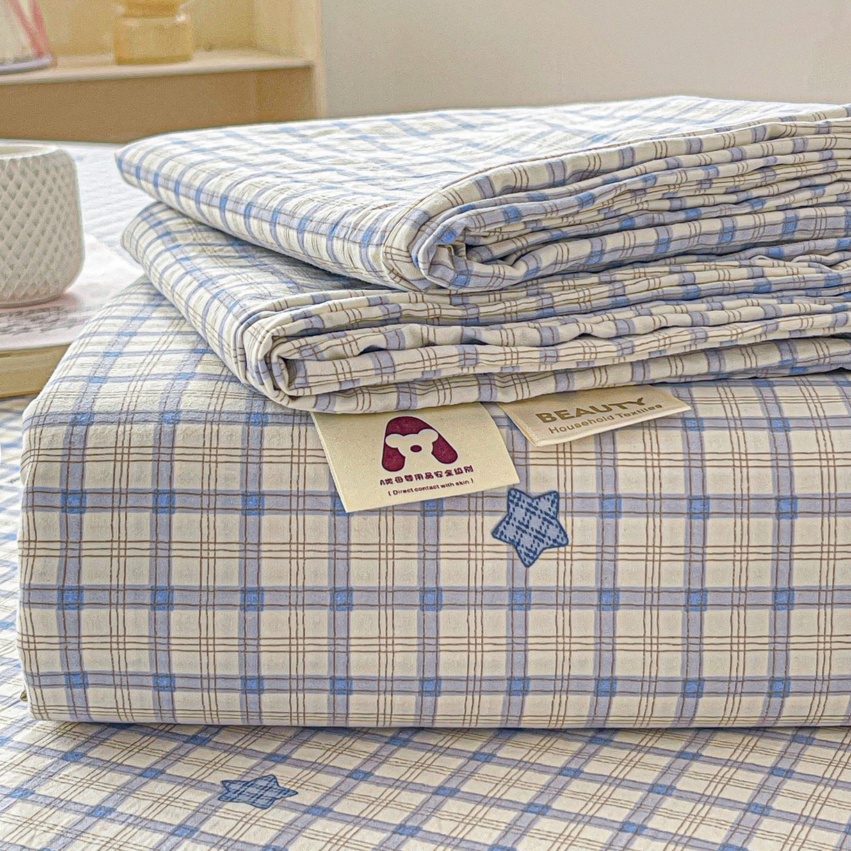 温眠家纺 2026新款古法水洗棉加厚高克重双层纱单床单床单单件单品床单 挽星入梦