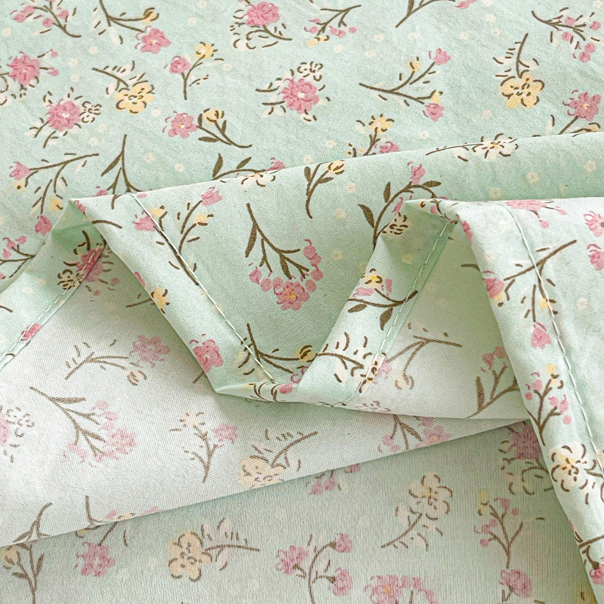 91家纺网 家纺一手货源 找家纺 温眠家纺 2026新款古法水洗棉加厚高克重双层纱单床单床单单件单品床单 绮梦花间