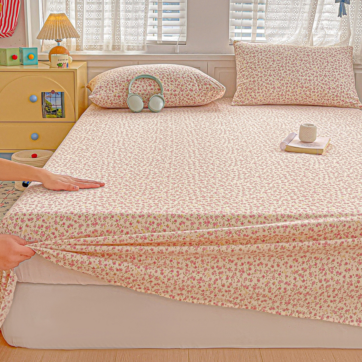 91家纺网 家纺一手货源 找家纺 温眠家纺 2026新款古法水洗棉加厚高克重双层纱单床单床单单件单品床单 云间花述