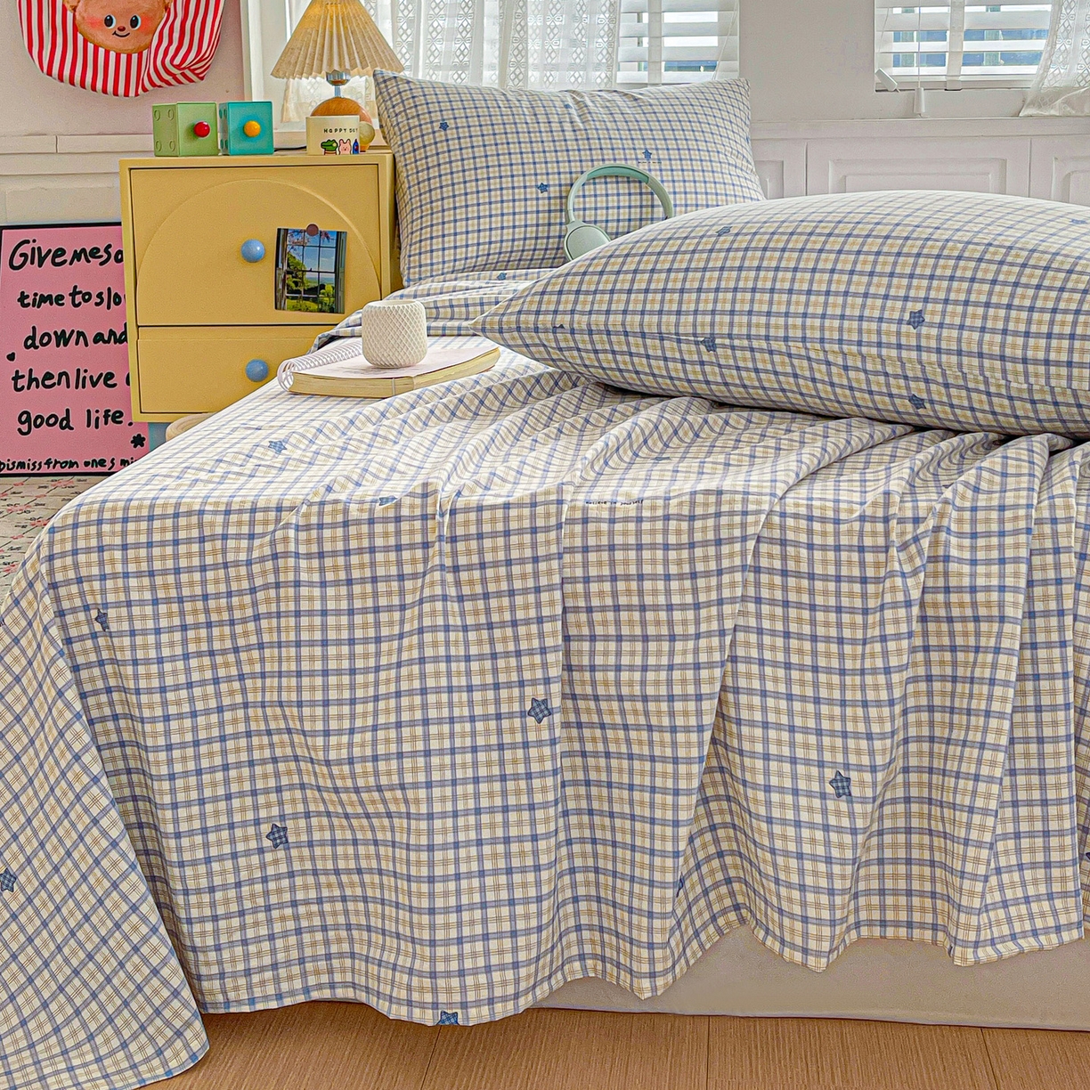 91家纺网 家纺一手货源 找家纺 温眠家纺 2026新款古法水洗棉加厚高克重双层纱单床单床单单件单品床单 挽星入梦