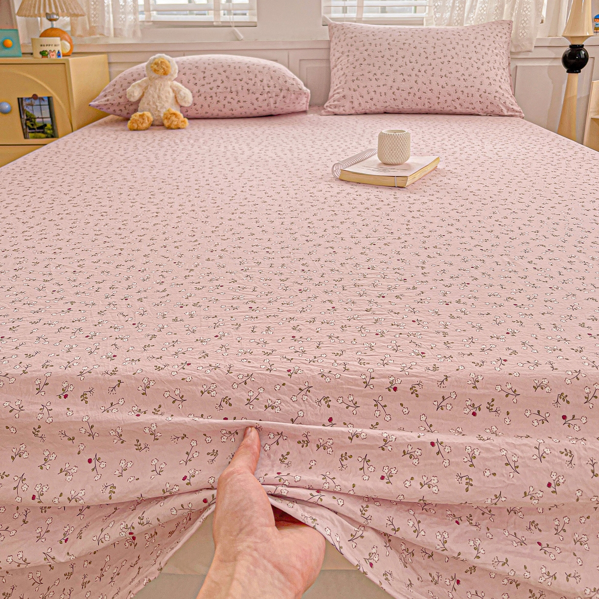 91家纺网 家纺一手货源 找家纺 温眠家纺 2026新款古法水洗棉加厚高克重双层纱单床单床单单件单品床单 花韵