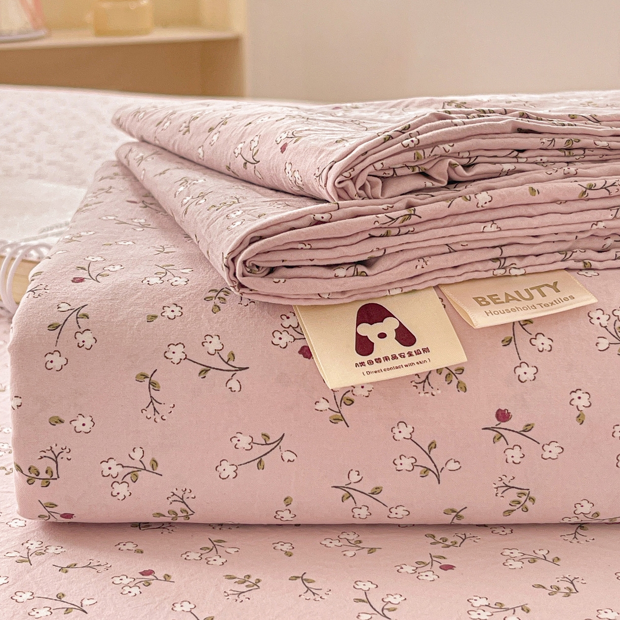 温眠家纺 2026新款古法水洗棉加厚高克重双层纱单床单床单单件单品床单 花韵