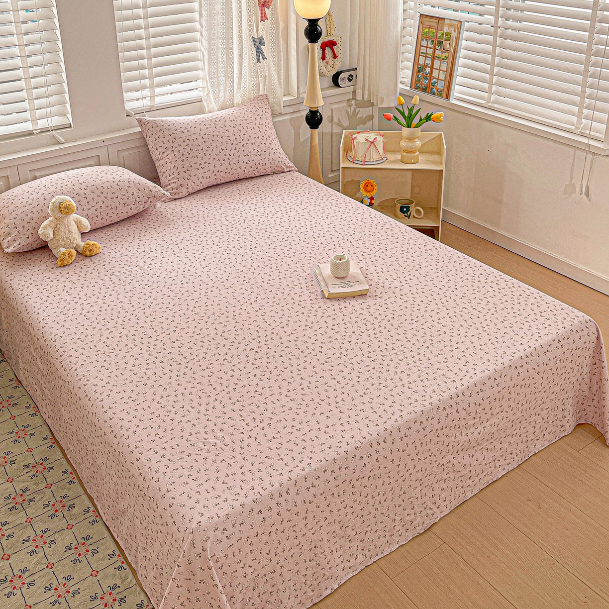 91家纺网 家纺一手货源 找家纺 温眠家纺 2026新款古法水洗棉加厚高克重双层纱单床单床单单件单品床单 花韵