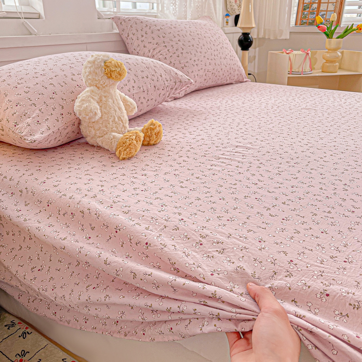 91家纺网 家纺一手货源 找家纺 温眠家纺 2026新款古法水洗棉加厚高克重双层纱单床单床单单件单品床单 花韵