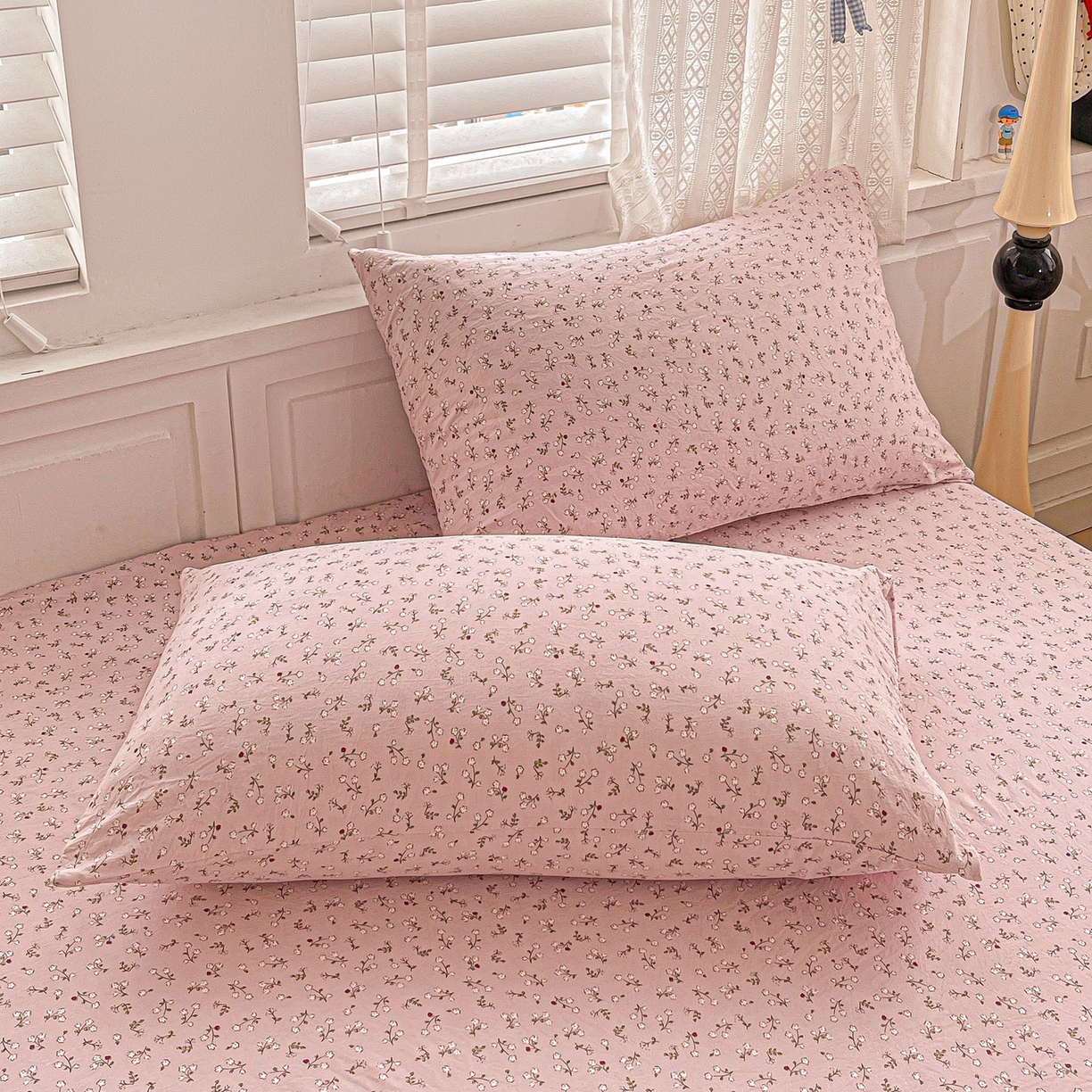 91家纺网 家纺一手货源 找家纺 温眠家纺 2026新款古法水洗棉加厚高克重双层纱单床单床单单件单品床单 花韵