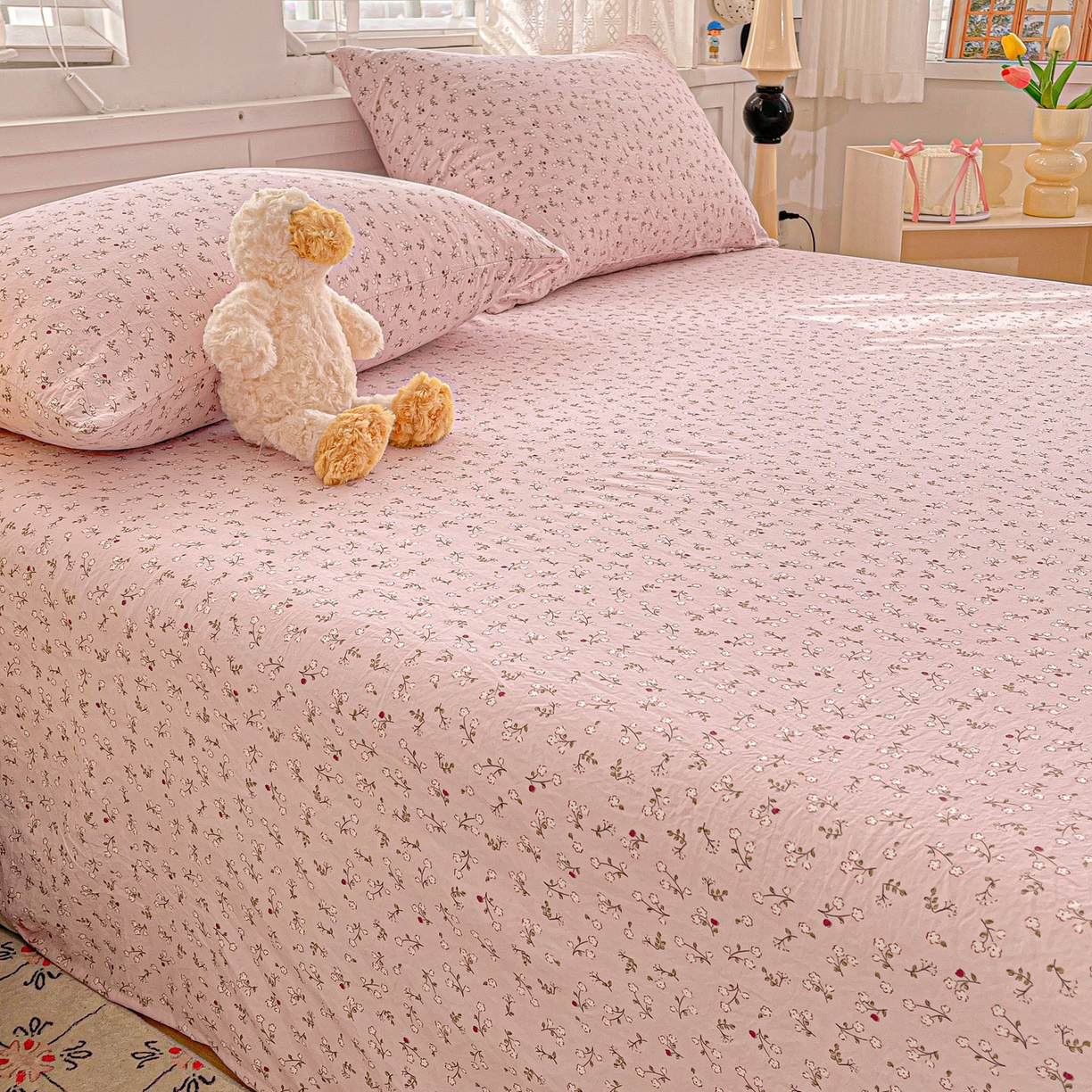 91家纺网 家纺一手货源 找家纺 温眠家纺 2026新款古法水洗棉加厚高克重双层纱单床单床单单件单品床单 花韵