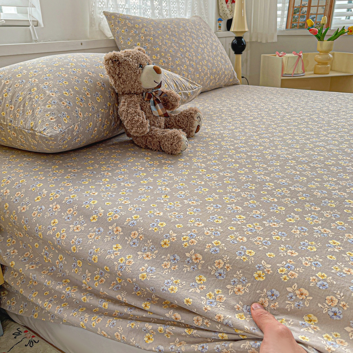 91家纺网 家纺一手货源 找家纺 温眠家纺 2026新款古法水洗棉加厚高克重双层纱单床单床单单件单品床单 扶桑花未落