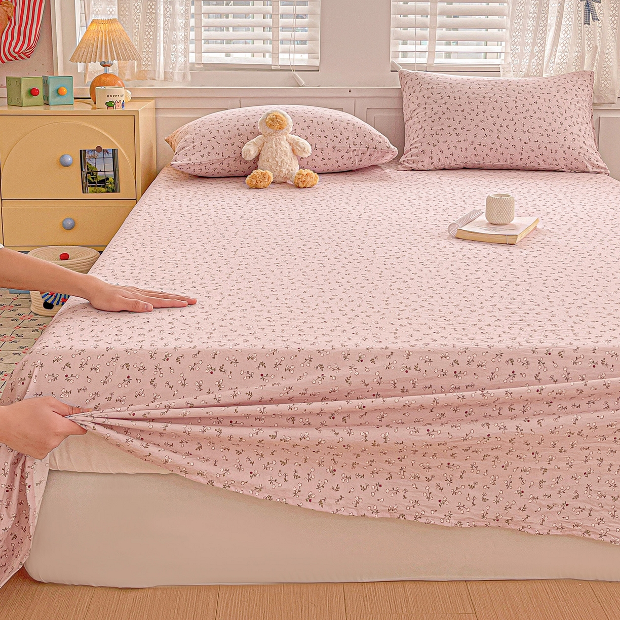 91家纺网 家纺一手货源 找家纺 温眠家纺 2026新款古法水洗棉加厚高克重双层纱单床单床单单件单品床单 花韵