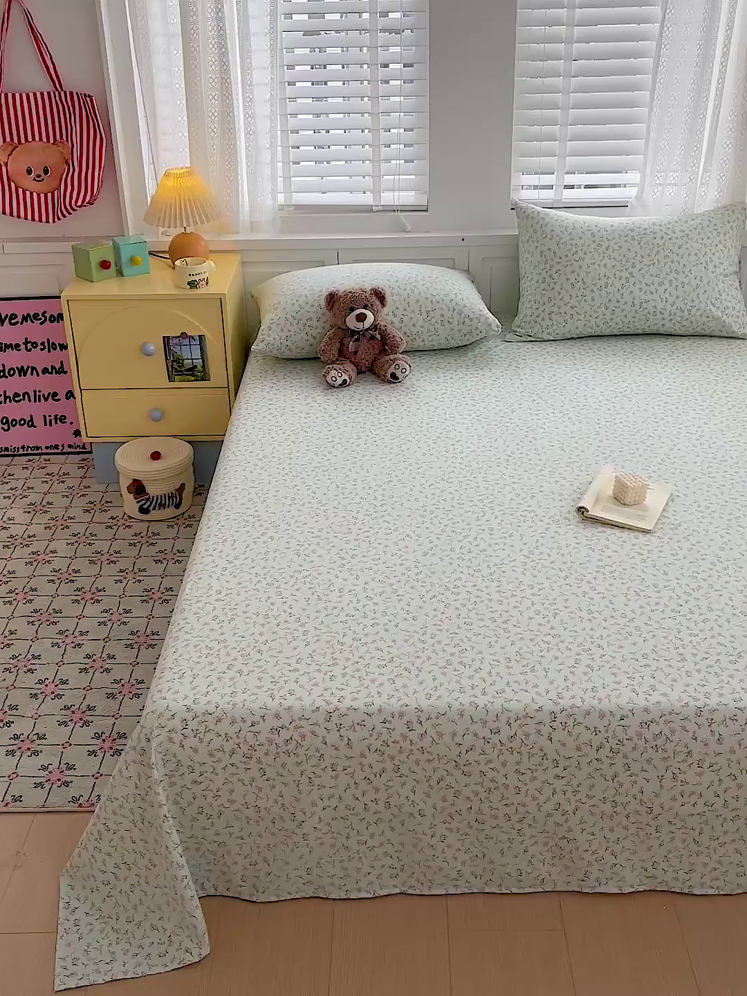 91家纺网 家纺一手货源 找家纺 温眠家纺 2026新款古法水洗棉加厚高克重双层纱单床单床单单件单品床单 绮梦花间